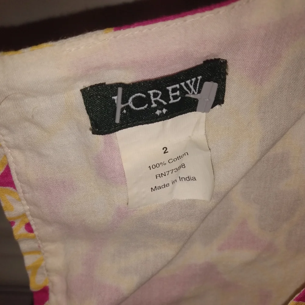 J.Crew brand cotton Cap Sleeve Pink Yellow Floral size 2